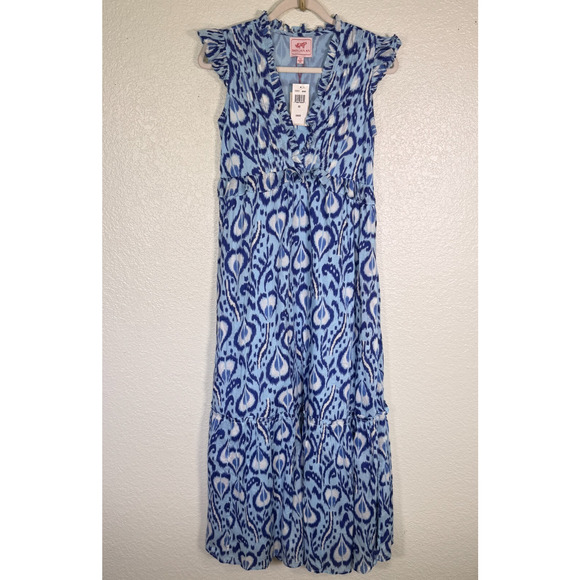 Banjanan Constance Dress Womens XS Ikat Bosphorus Boho Summer Party Preppy NEW - Picture 1 of 13